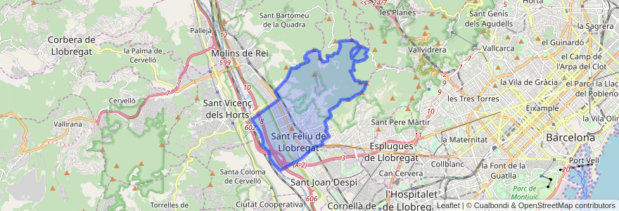 Mapa de ubicacion de Sant Feliu de Llobregat.