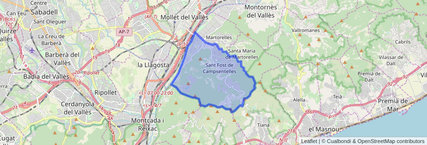 Mapa de ubicacion de Sant Fost de Campsentelles.