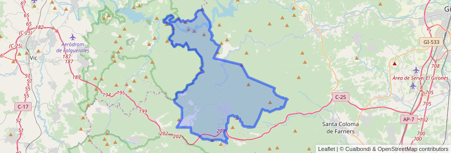 Mapa de ubicacion de Sant Hilari Sacalm.