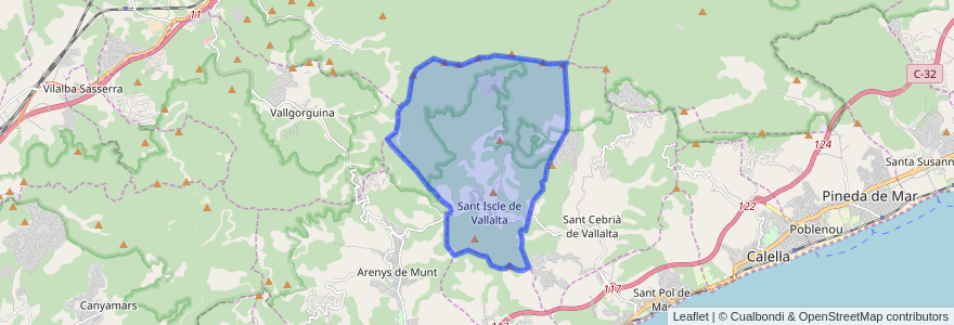 Mapa de ubicacion de Sant Iscle de Vallalta.