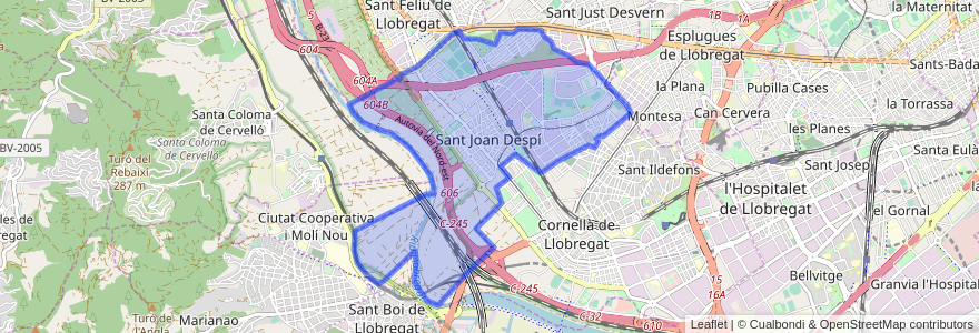 Mapa de ubicacion de Sant Joan Despí.