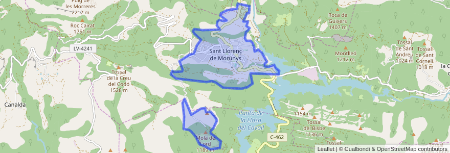 Mapa de ubicacion de Sant Llorenç de Morunys.