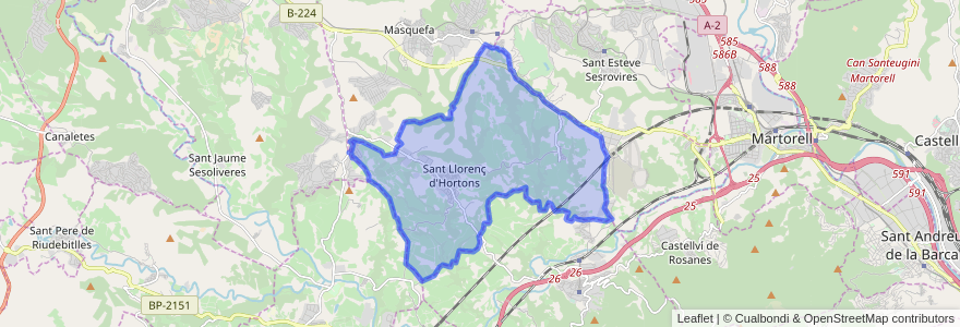 Mapa de ubicacion de Sant Llorenç d'Hortons.