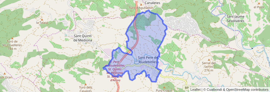 Mapa de ubicacion de Sant Pere de Riudebitlles.