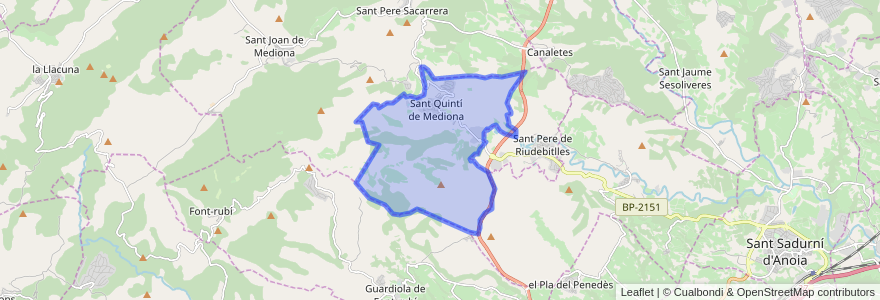 Mapa de ubicacion de Sant Quintí de Mediona.