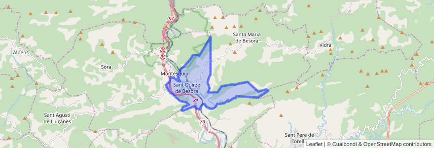 Mapa de ubicacion de Sant Quirze de Besora.