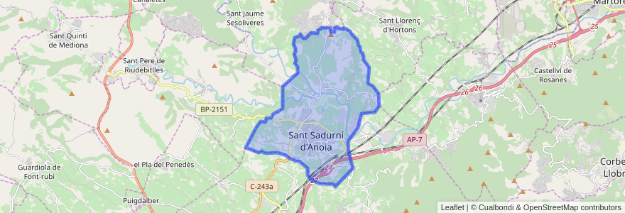 Mapa de ubicacion de Sant Sadurní d'Anoia.