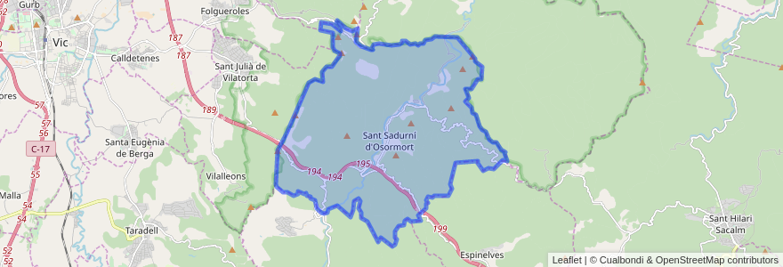 Mapa de ubicacion de Sant Sadurní d'Osormort.