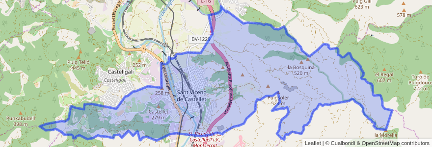 Mapa de ubicacion de Sant Vicenç de Castellet.