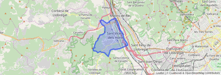 Mapa de ubicacion de Sant Vicenç dels Horts.