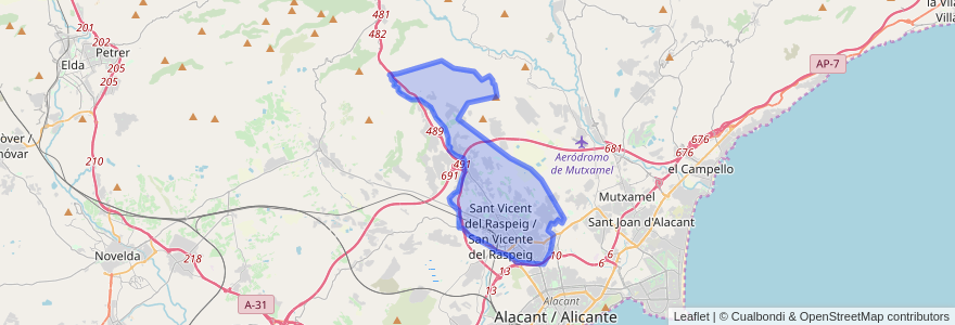 Mapa de ubicacion de Sant Vicent del Raspeig / San Vicente del Raspeig.