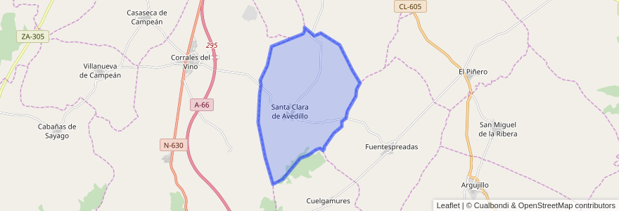 Mapa de ubicacion de Santa Clara de Avedillo.