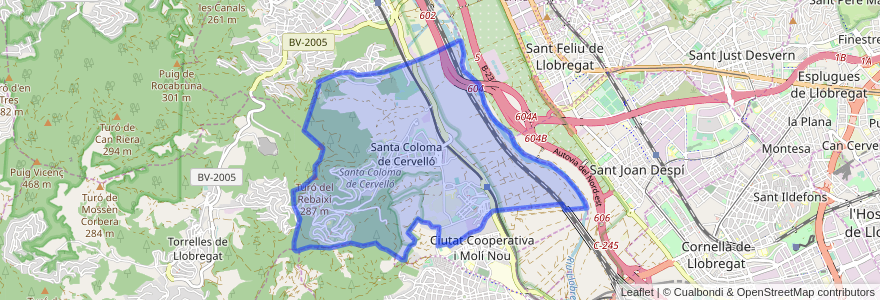 Mapa de ubicacion de Santa Coloma de Cervelló.