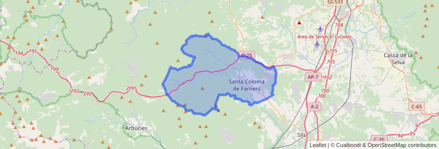 Mapa de ubicacion de Santa Coloma de Farners.