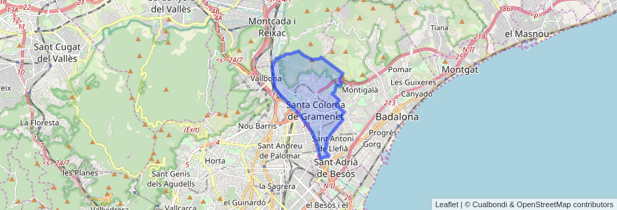 Mapa de ubicacion de Santa Coloma de Gramenet.