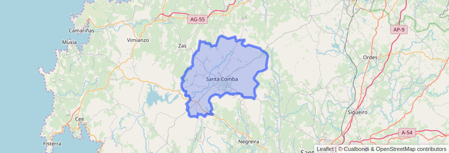 Mapa de ubicacion de Santa Comba.