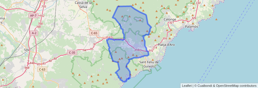 Mapa de ubicacion de Santa Cristina d'Aro.