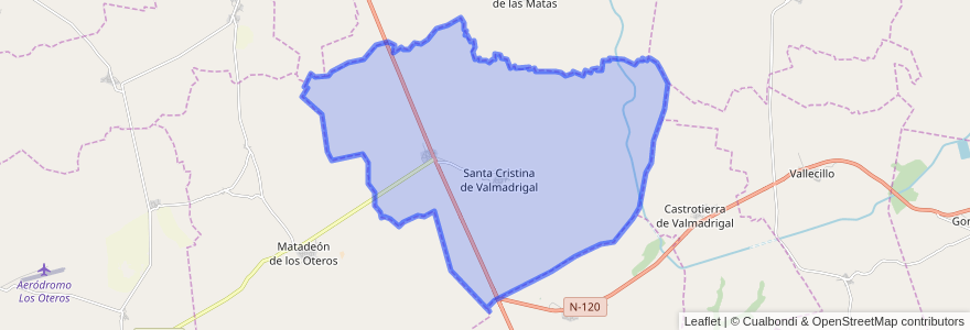 Mapa de ubicacion de Santa Cristina de Valmadrigal.