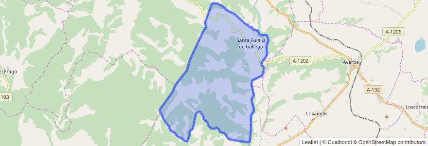 Mapa de ubicacion de Santa Eulalia de Gállego/Santolaria de Galligo.