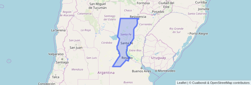 Mapa de ubicacion de Santa Fe.