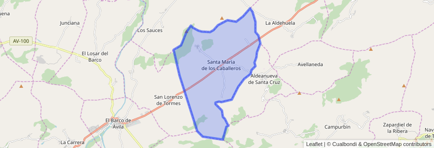 Mapa de ubicacion de Santa María de los Caballeros.