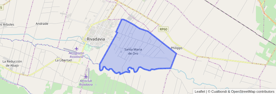 Mapa de ubicacion de Santa María de Oro.