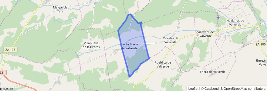 Mapa de ubicacion de Santa María de Valverde.