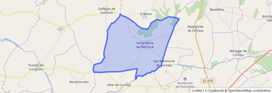 Mapa de ubicacion de Santa María del Berrocal.