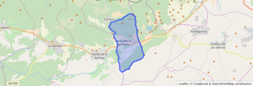 Mapa de ubicacion de Santa María del Tiétar.