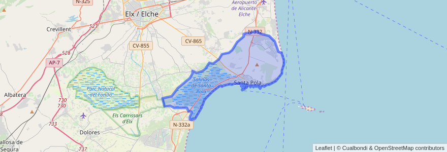 Mapa de ubicacion de Santa Pola.