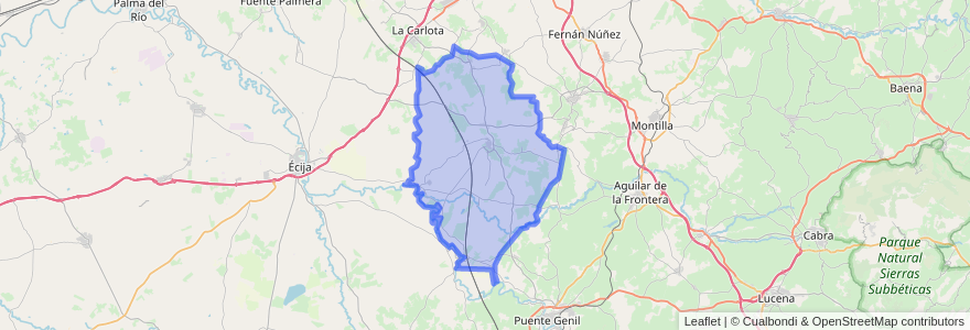 Mapa de ubicacion de Santaella.