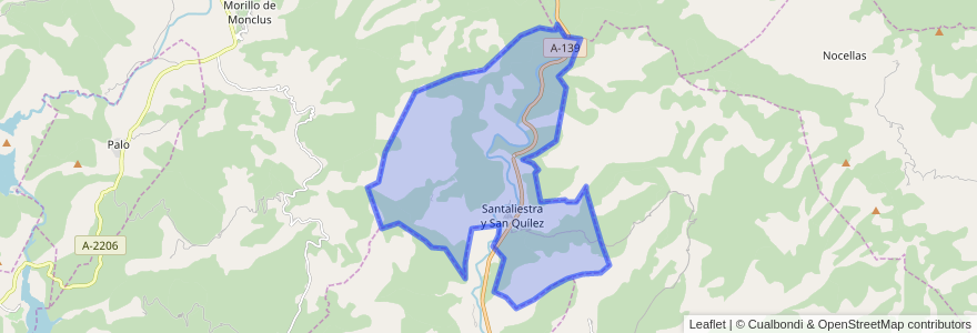 Mapa de ubicacion de Santaliestra y San Quílez.