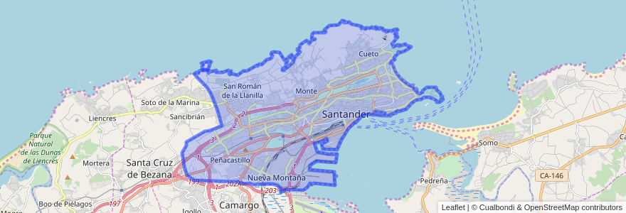 Mapa de ubicacion de Santander.