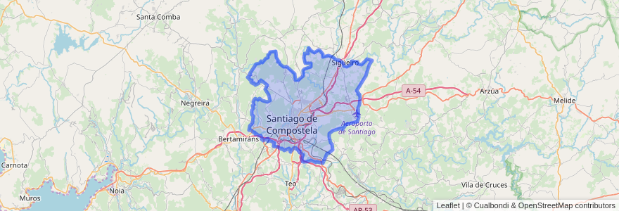 Mapa de ubicacion de Santiago de Compostela.