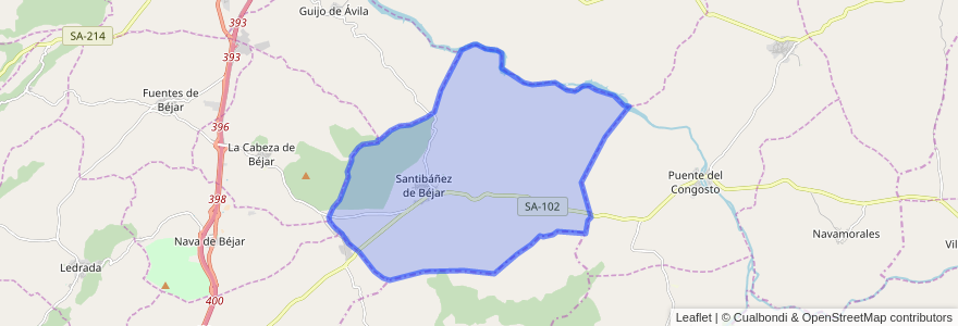 Mapa de ubicacion de Santibáñez de Béjar.