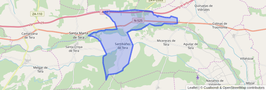 Mapa de ubicacion de Santibáñez de Tera.