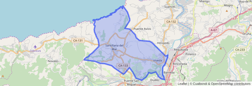 Mapa de ubicacion de Santillana del Mar.