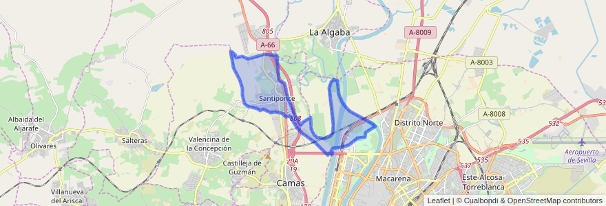 Mapa de ubicacion de Santiponce.