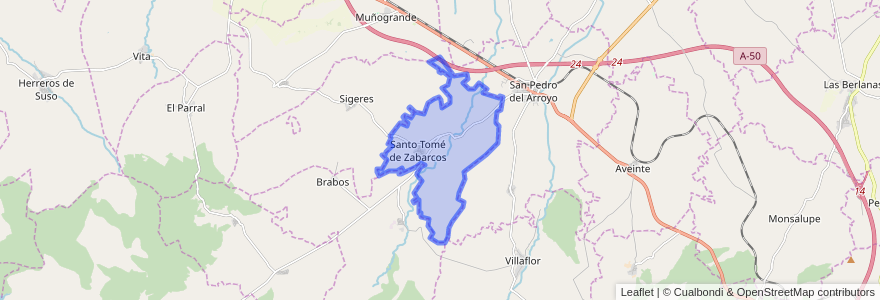 Mapa de ubicacion de Santo Tomé de Zabarcos.