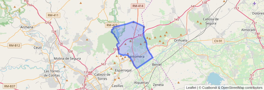 Mapa de ubicacion de Santomera.