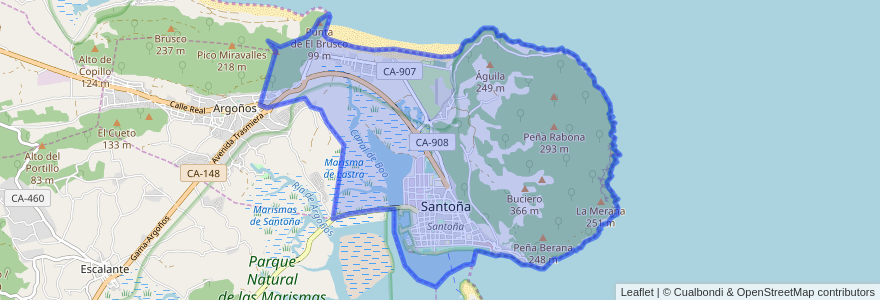 Mapa de ubicacion de Santoña.