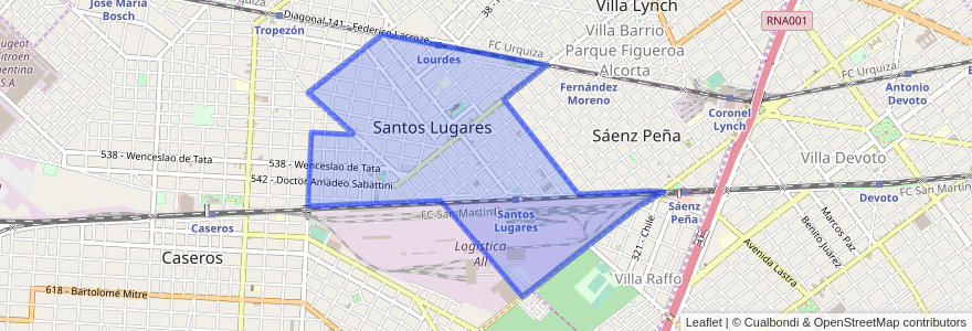 Mapa de ubicacion de Santos Lugares.