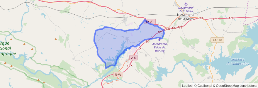 Mapa de ubicacion de Saucedilla.