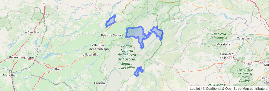 Mapa de ubicacion de Segura de la Sierra.