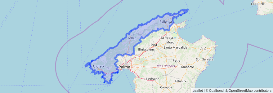 Mapa de ubicacion de Serra de Tramuntana.