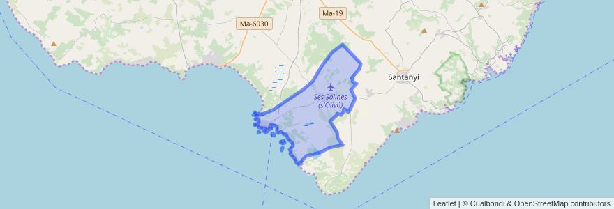 Mapa de ubicacion de ses Salines.