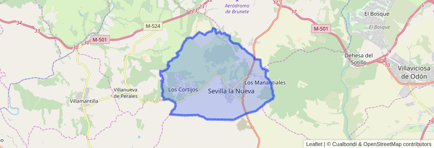 Mapa de ubicacion de Sevilla la Nueva.