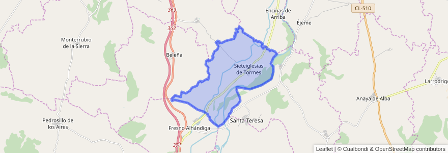 Mapa de ubicacion de Sieteiglesias de Tormes.