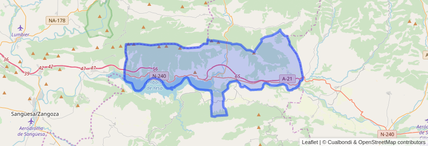 Mapa de ubicacion de Sigüés.