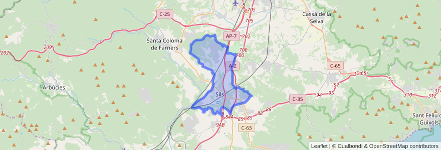 Mapa de ubicacion de Sils.